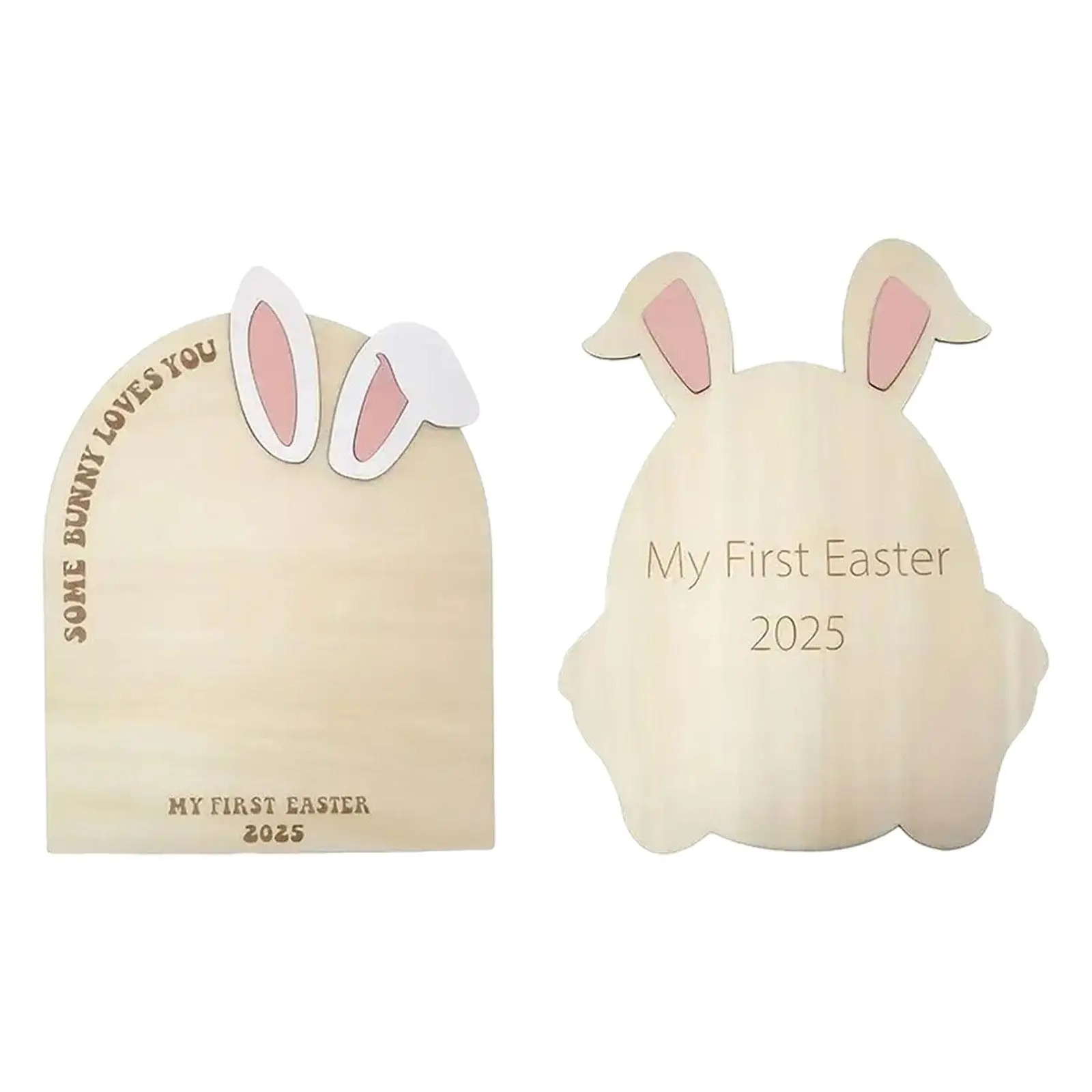 Nouvelle plaque en bois DIY pour empreintes de pieds et de mains de nouveau-né, motif oreilles de lapin, thème Pâques, pour cadeau d'enfant, souvenir de chambre d'enfant