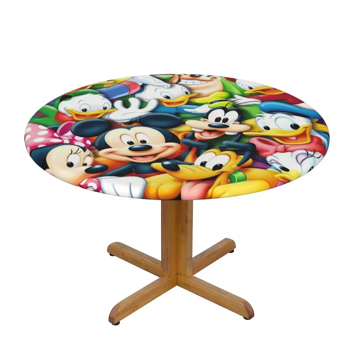 Customized Disney The Mickey Mouse And Donald Duck Tablecloth Round Elastic Oilproof Cartoon Table Cover Cloth for Banquet