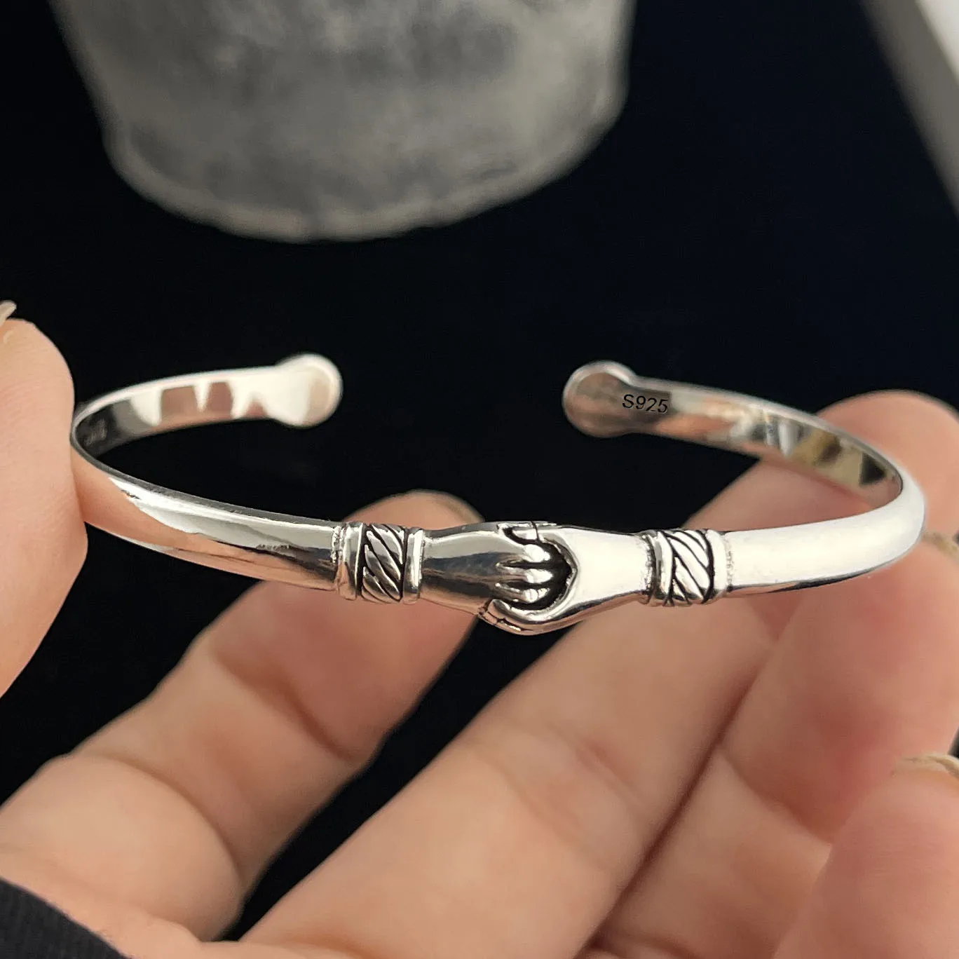 100 % massives 925er-Sterlingsilber-Retro-Armband für Damen und Herren, Vintage-Armband, handgefertigt, Blumenmuster, Geburtstagsgeschenk
