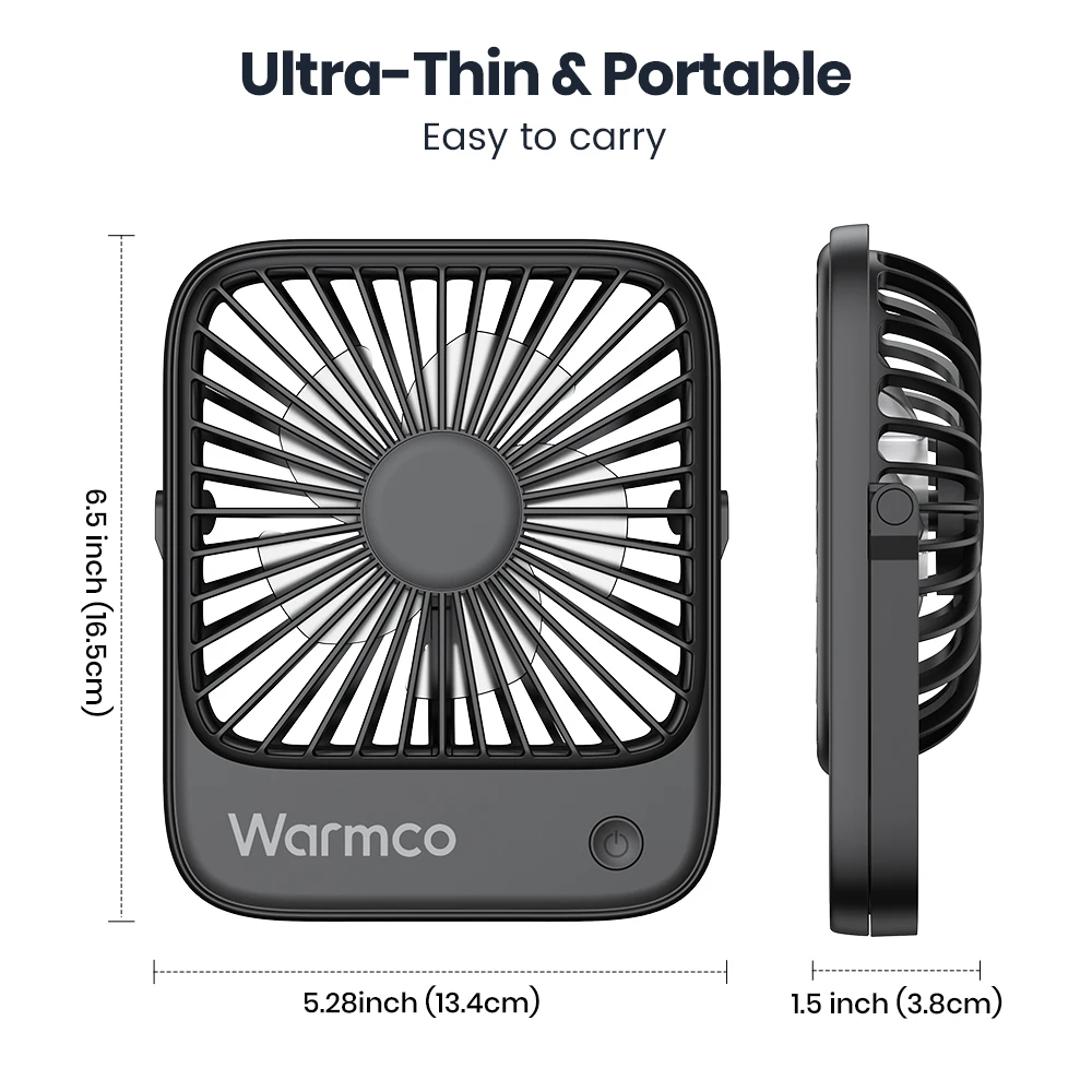 Warmco Mini USB Desk Fans Portable USB-C Desktop Cooling Fan 3-Speed Adjustable 180° Rotation Quiet Small Personal Fan for Home image 6