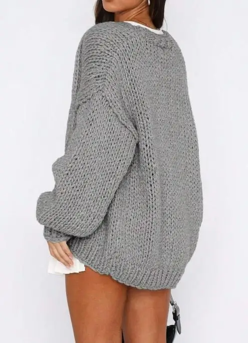 Camisola feminina 2025 outono inverno mais recente nova moda versátil malha cardigan casual solto sem fivela camisola de manga longa