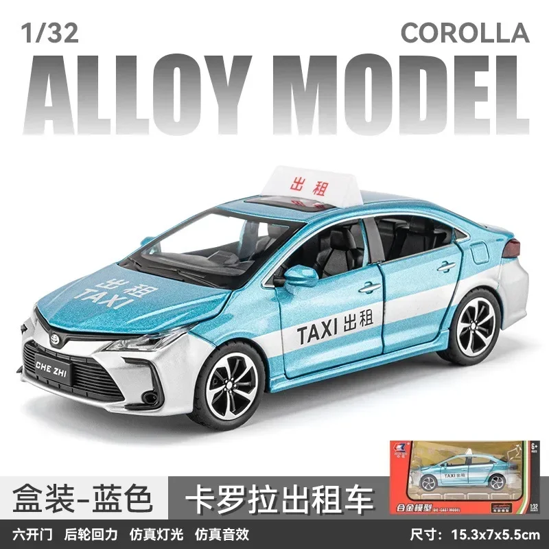 

1:32 Toyota Corolla taxi High Simulation Diecast Metal Alloy Model car Sound Light Pull Back Collection Kids Toy Gifts A633