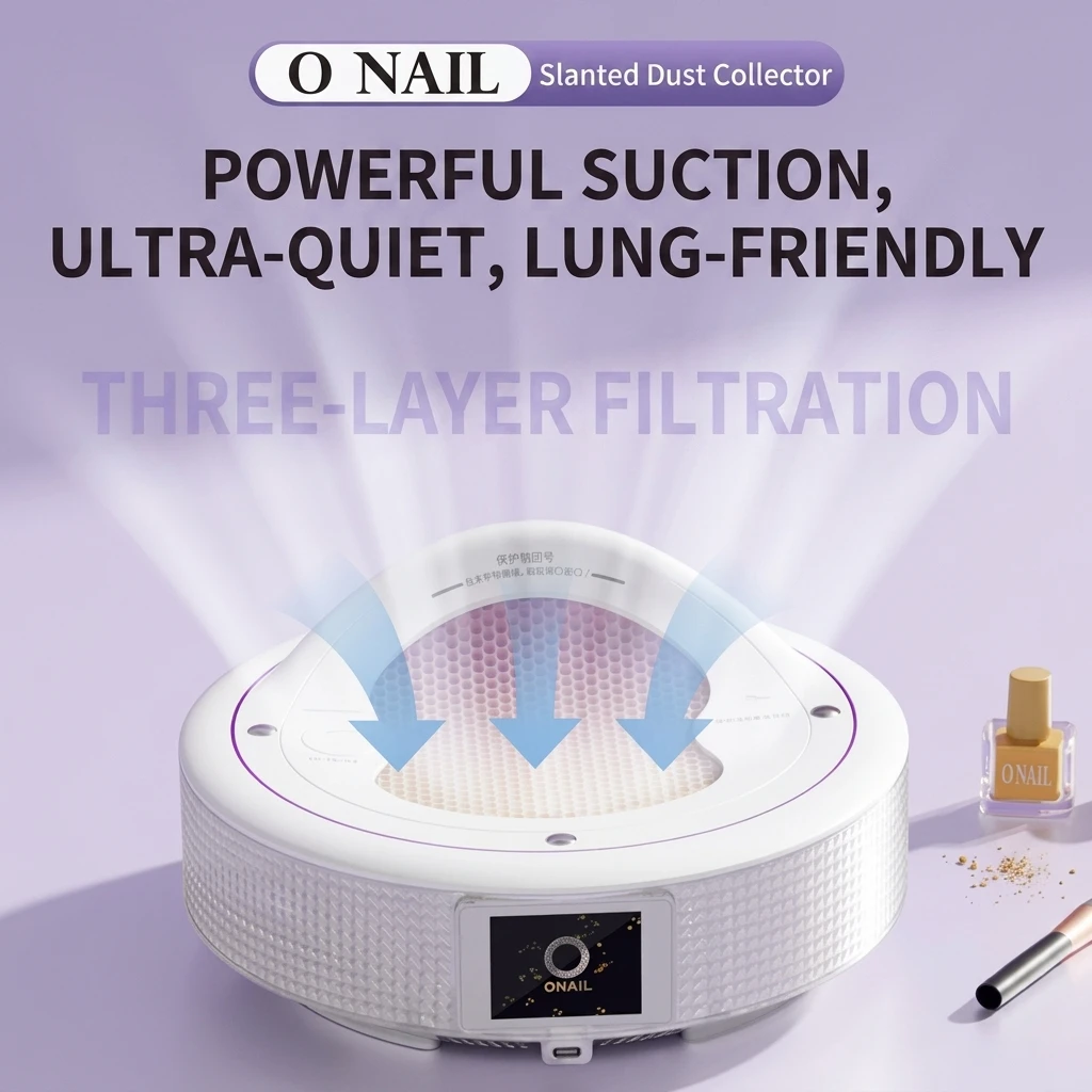 Smart Dust Detection Nail Vacuum,High‑Suction Wide Airflow,Self‑Balancing Ultra‑Quiet Fan,Triple HEPA Anti‑Backflow Filter