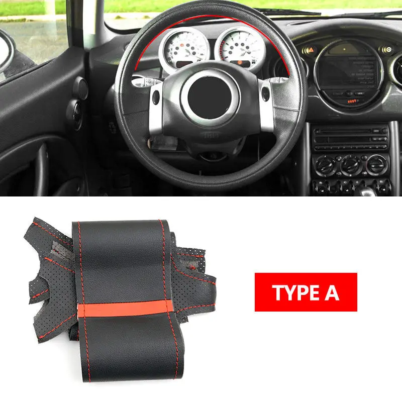 

Car Accessories Steering Wheel Cover Leather Trim For Mini Coupe 2001 2002 2003 2004 2005 2006 Convertible 2004-2008 R50 R53 R60