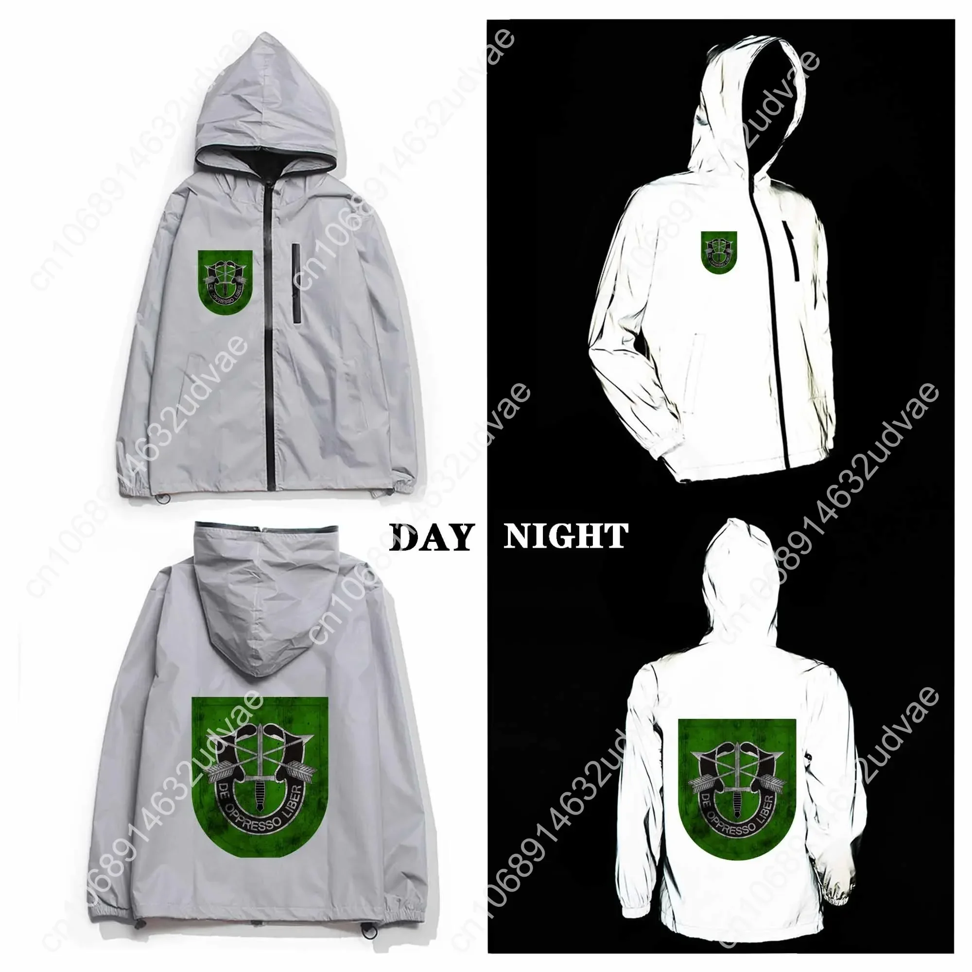 US 10th Special Forces Group Reflective Jacket Mens Womens Coat Hooded Windbreaker Runing Pocket Jackets Customized Hoodie