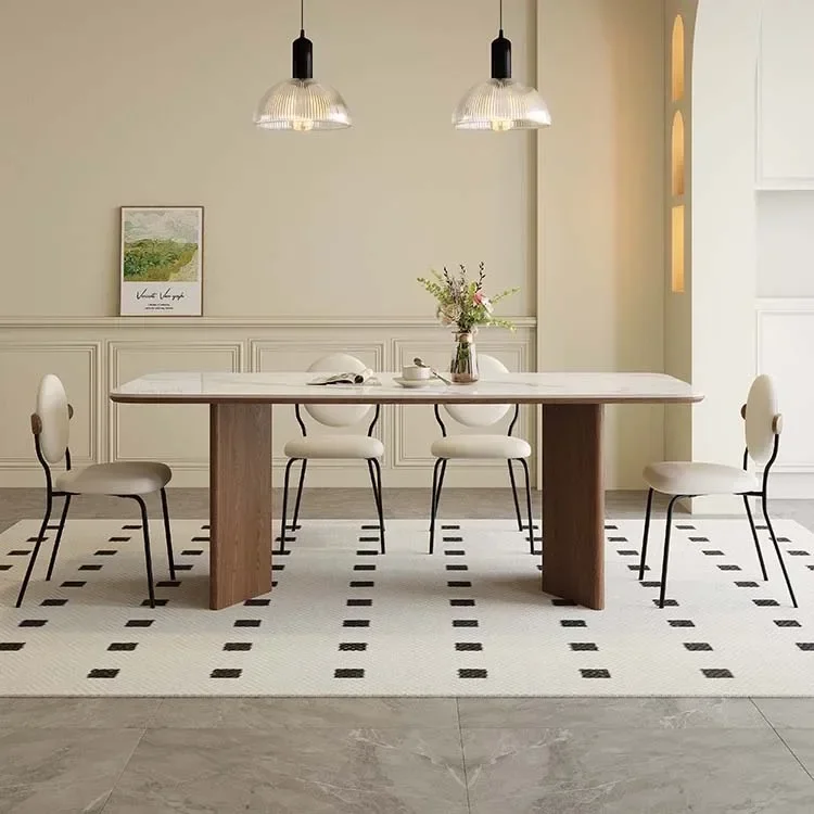 

l # Nordic Ash Solid Wood Dining Table Rectangular Dining Table Rock Board Dining Table And Chair Combination