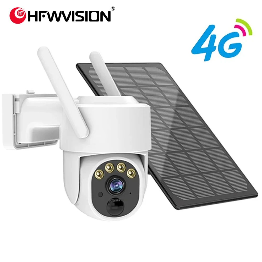 HFWVISION Solar Camera 4G Sim Outdoor WiFi 3MP 2K IP Camara Solar Panel CCTV Security Built in Battery PIR Camera O-KAM Pro