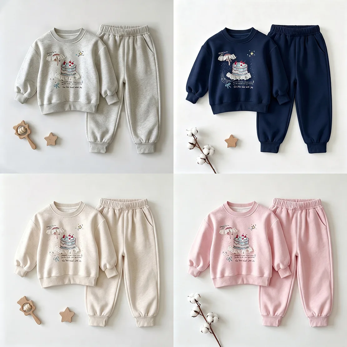 Europäisch-Amerikanische Mädchen-Sweatshirts 2026 Frühling Herbst Baby-Mädchen-Sweatshirts und Hosenanzug Niedlicher Print Pullover Oberteil Kleidung – Detail 3