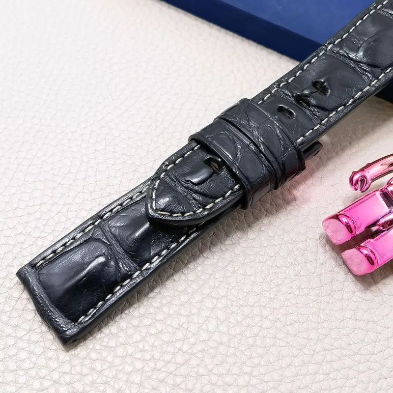 FUYIJIA Custom P-anerai Watch Band Alligator Bone Skin Watchbands Genuine Leather Belt 20MM 22MM 24MM 26MM Crocodile Skin Strap