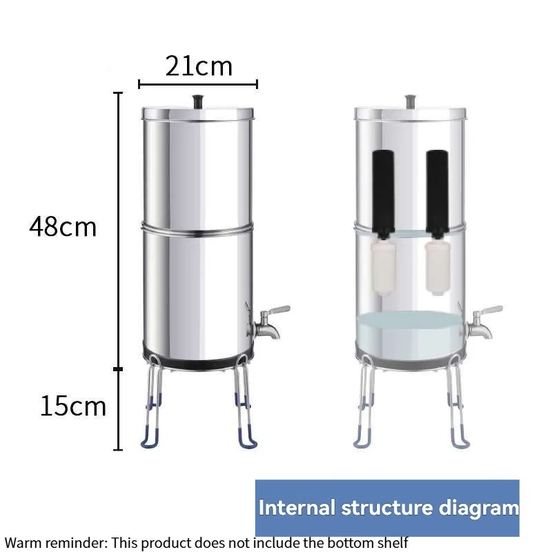 Outdoor Stainless Steel Gravity Water Purifier, Portable Gravity Water Purifier 21*48cm Suitable for Camping and Outdoor Use - view 2