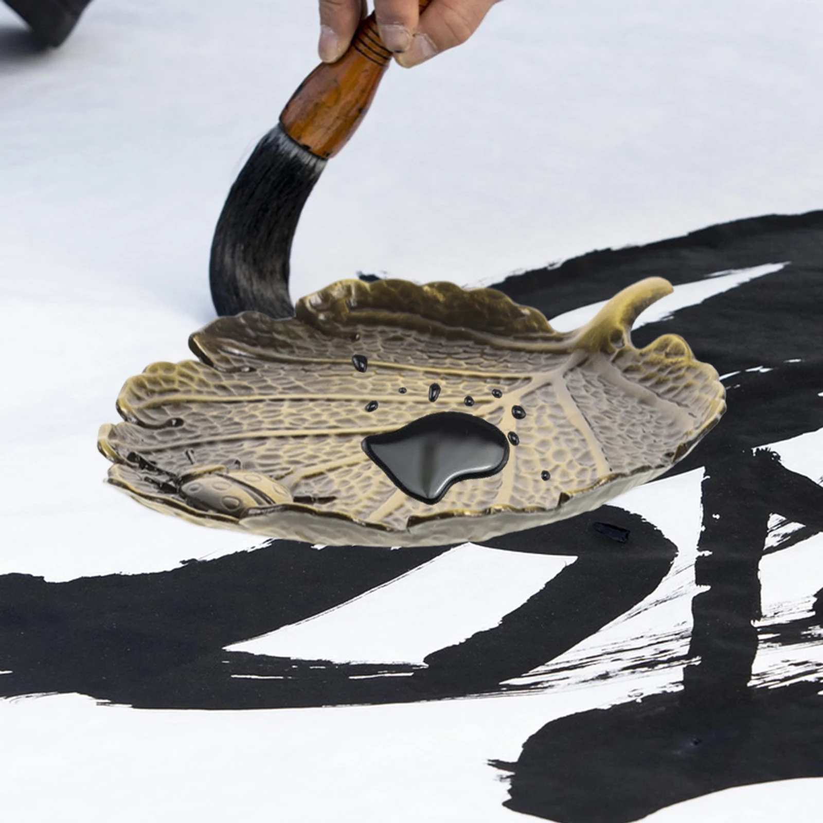 Calligraphy Ink Plate Copper Material Smooth Surface Portable Design Brush Washing Pen Rest Desktop Decoration Metal Ink