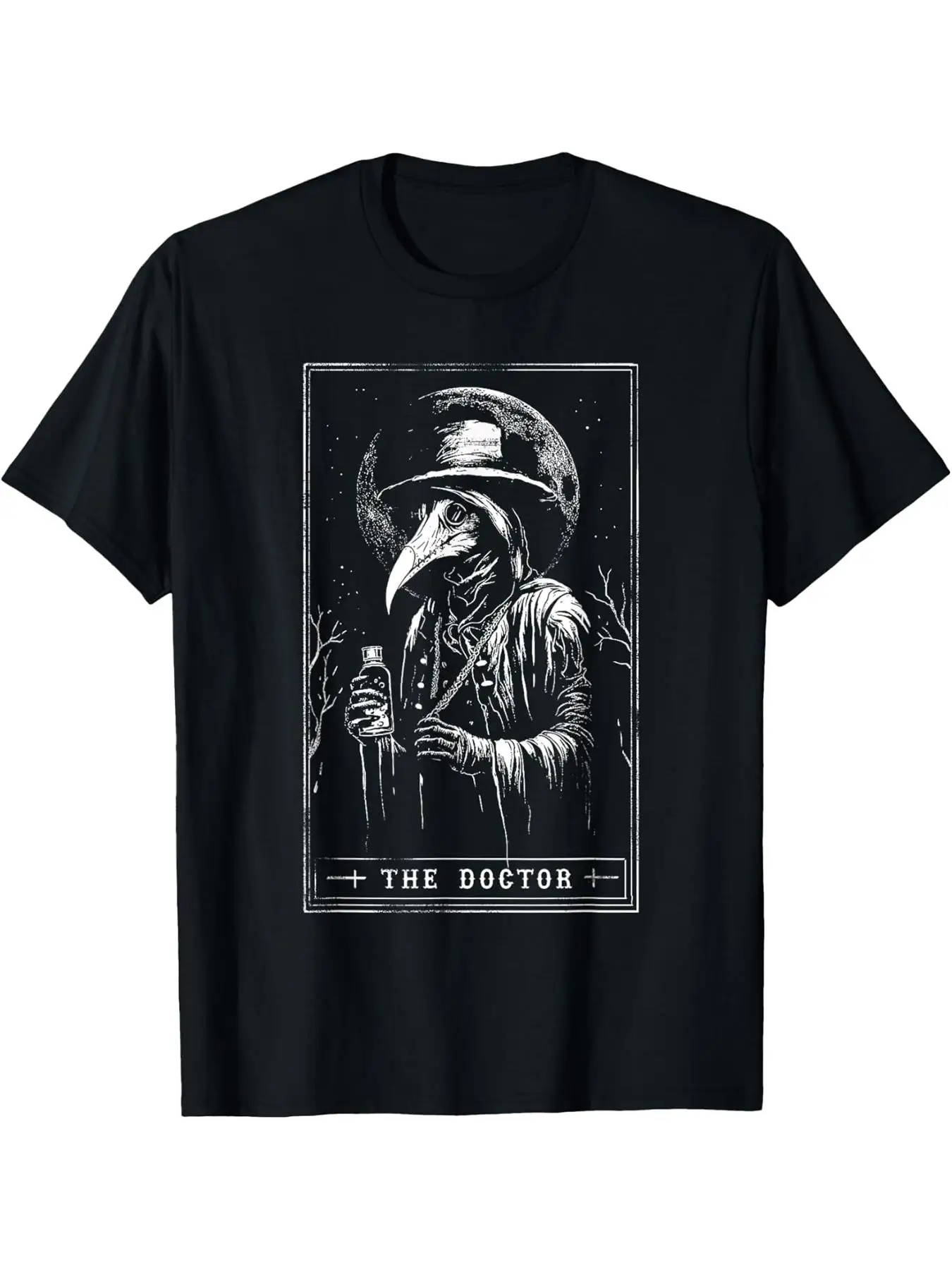 Mens Plague Doctor Tarot Card Cotton T Shirt
