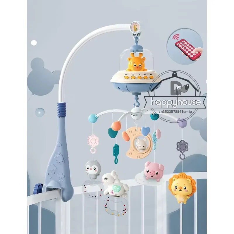 Musical Baby Crib Mobile com luzes, projeção para bebês, controle remoto, brinquedos recém-nascidos