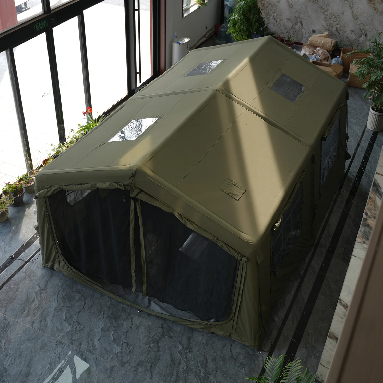 Inflatable Camping Tent, 360x480x230 cm 210G Polyester Cotton, Air Column Tent