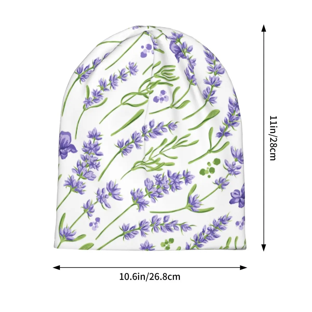 Lavender Flowers And Leaves Warm Knitted Cap Fashion Bonnet Hat Autumn Winter Outdoor Beanies Hats for Men Women Adult