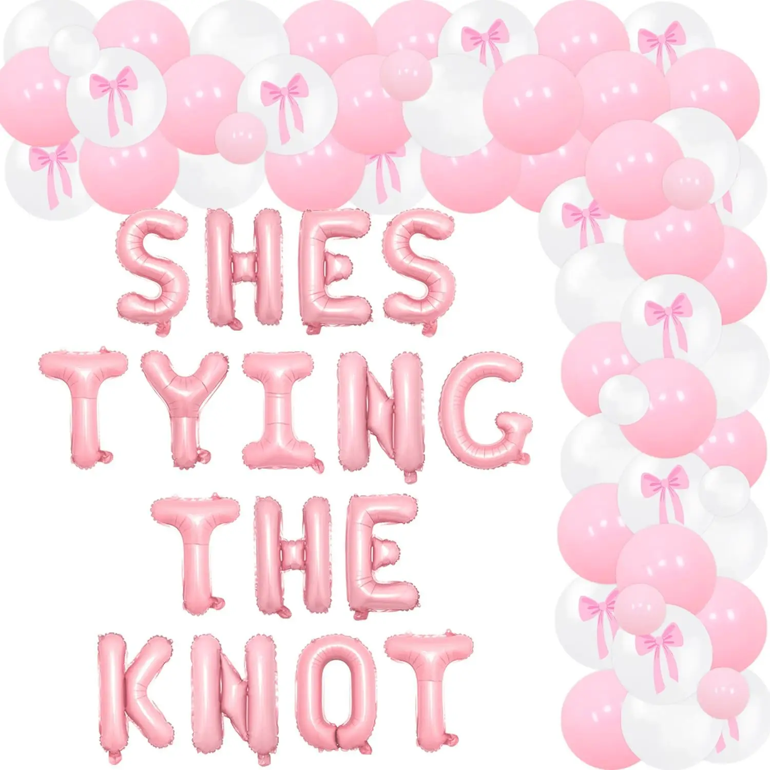 

86Pcs She's Tying The Knot Bachelorette Party Decorations Bow Garland Arch Kit Balloons Bridal Shower Wedding Party Supplies