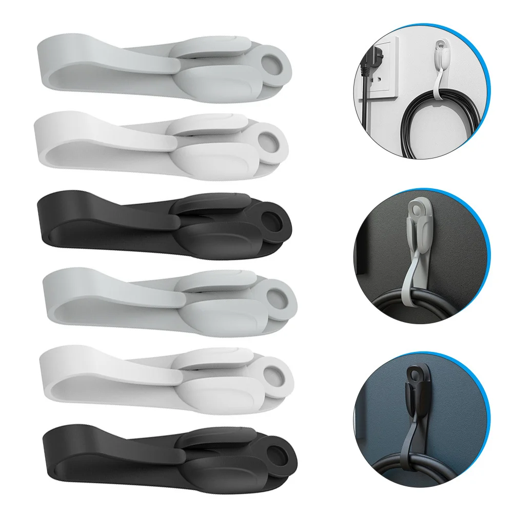 

6Pcs Cord Keeper Adhesive Cable Holder Organizer Clips for Kitchen Office Bathroom Power Cord Management Charging USB Wire