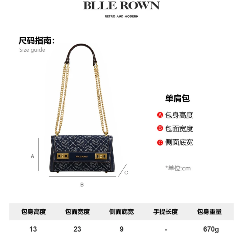 2024 New Trend Luxury Brand Klein Blue Pillow Women Bag Gold Chain Single Shoulder Crossbody Bags Purses and Handbags For Ladies