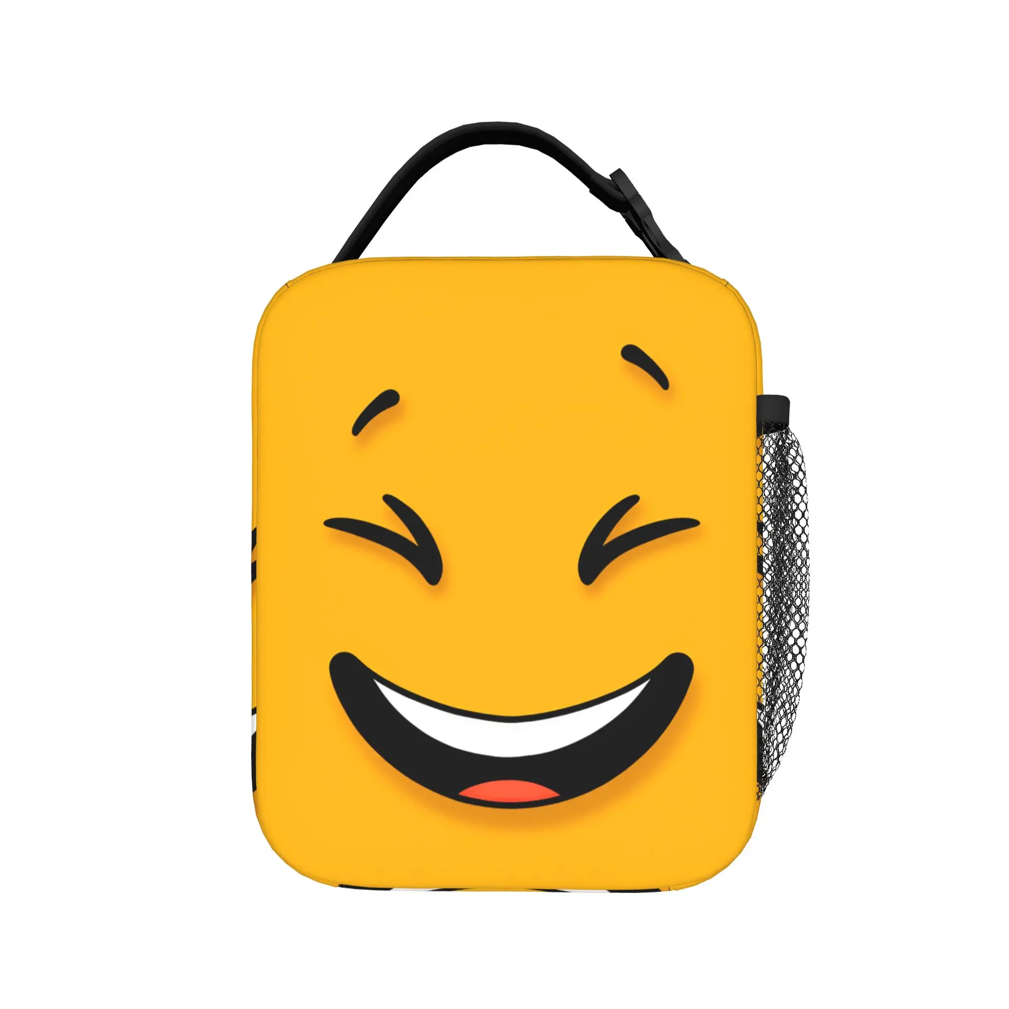 Happy Face Cartoon Face Meme Lunch Bag Travel Lunch Box Girls Vintage Print Thermal Tote Handbags Oxford Convenient Cooler Bag