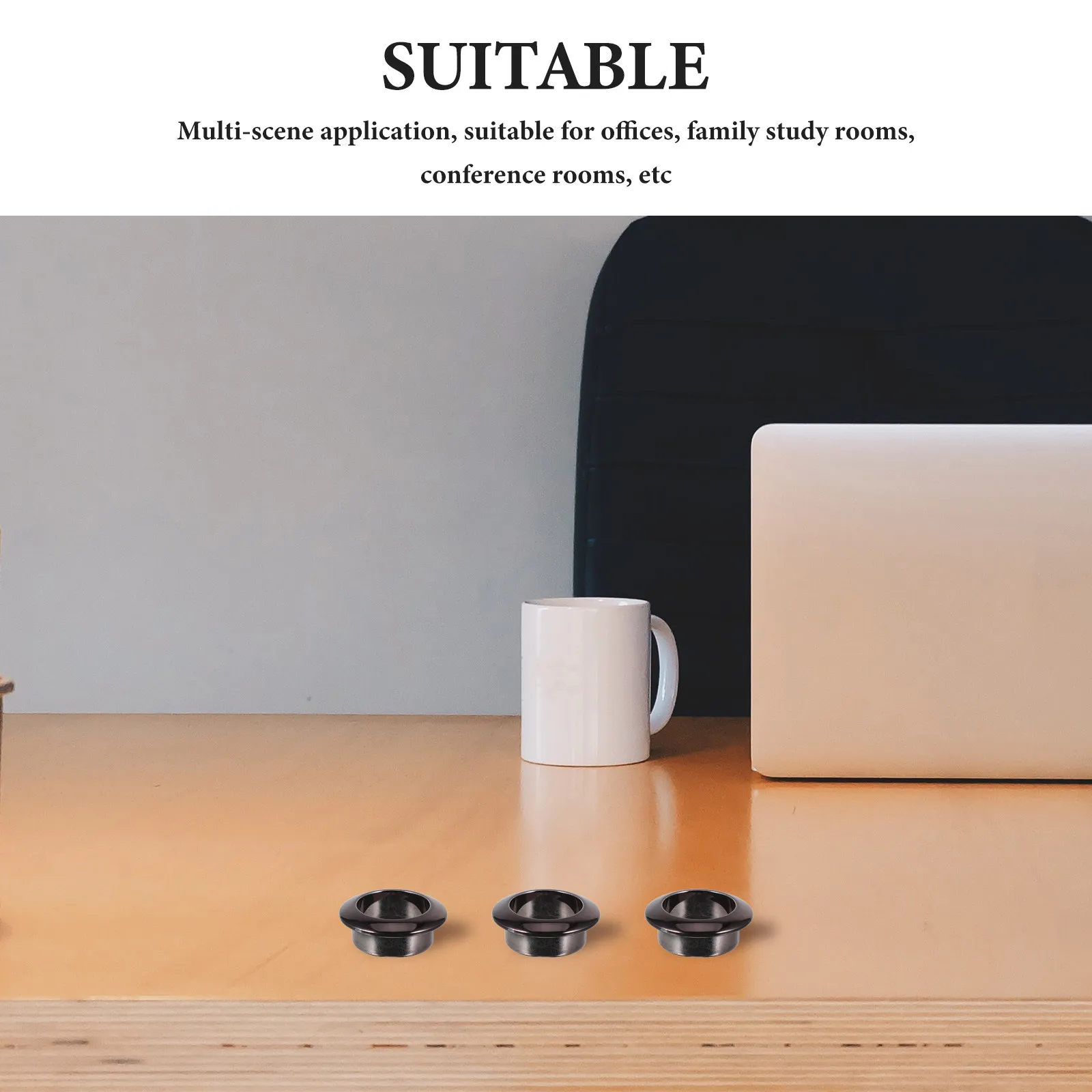 20Pcs Black Office Desk Cable Grommet 25Mm Tool Free Install Wire Hole Cover for Desk Cord Organizers Round Table Cable Access