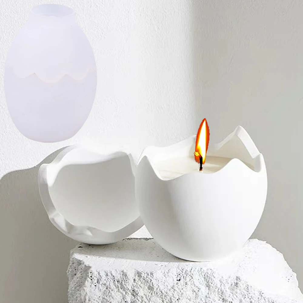 Egg Shape Candle Jar Mold DIY Crystal Epoxy Resin Storage Box Mould Concrete Cement Plaster Craft Making Molds Home  Decoration