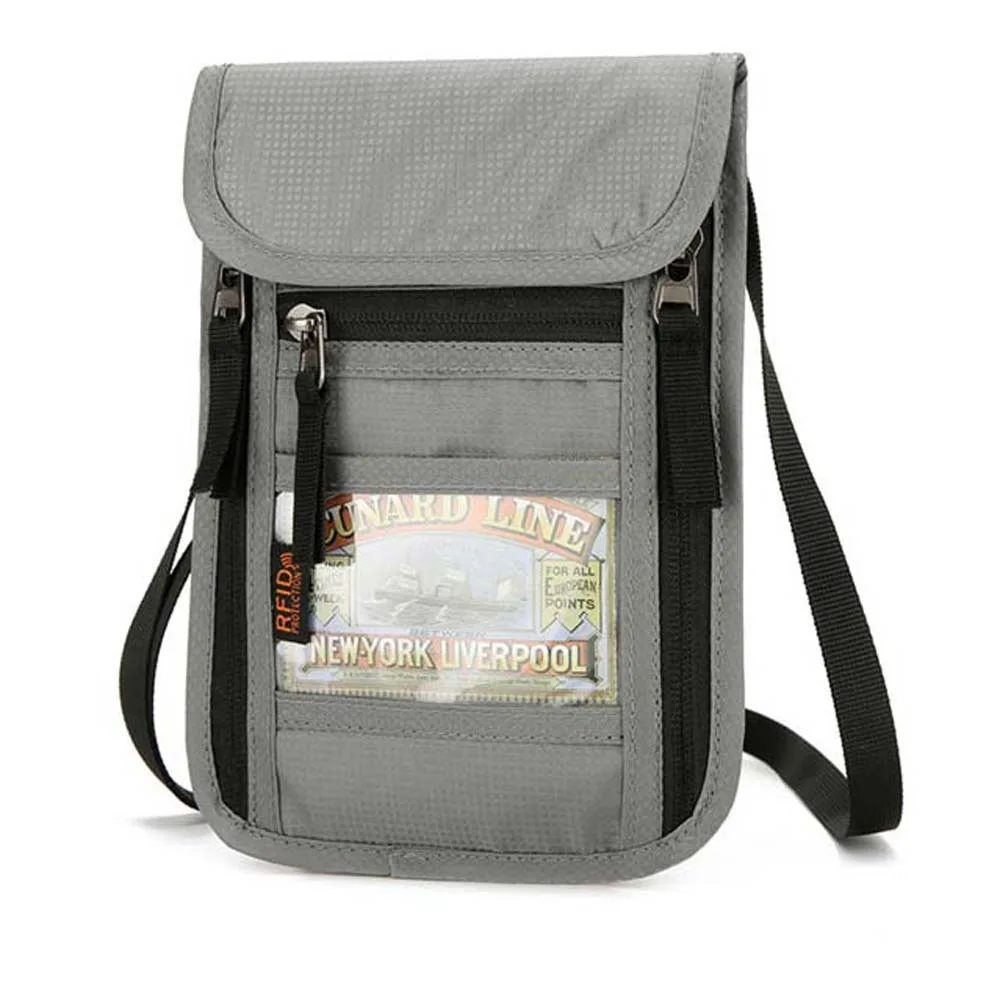 Large Capacity RFID Passport Bag Coin Purse Anti-loss Credential Storage Bag Breathable PVC Compartment Portable Crossbody Pouch