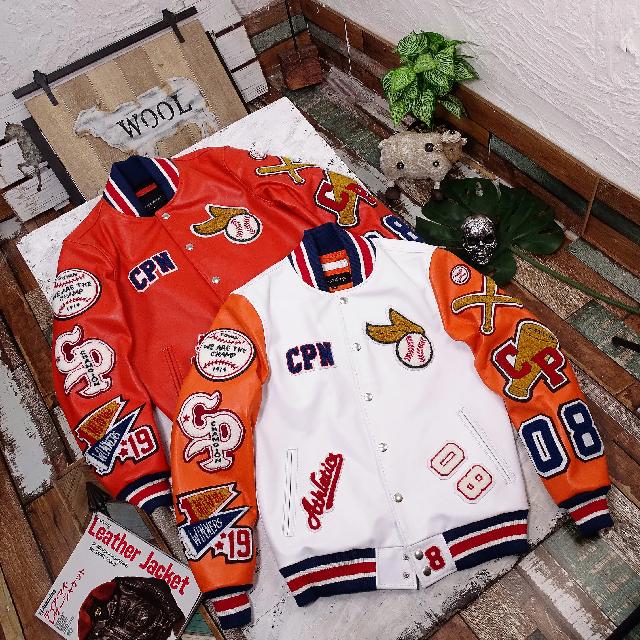 

Мужская бейсбольная куртка с вышивкой Bae, верхний слой из воловьей кожи, весенняя повседневная длина, молодежный тренд Vitali