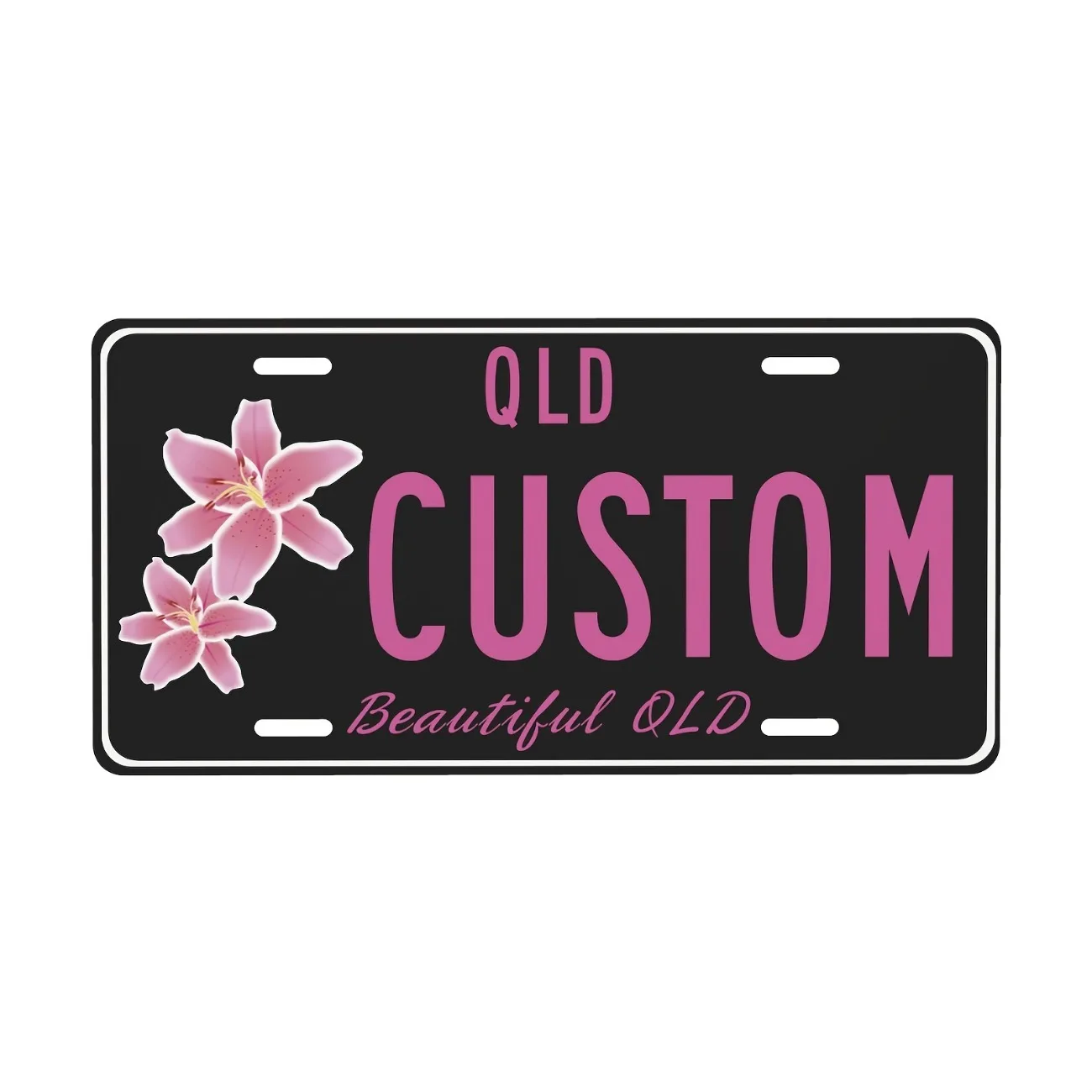 Personalized Custom Text Aluminum Sign - Australian Queensland Floral Theme License Plate Garage Wall Decor (Decor Only)