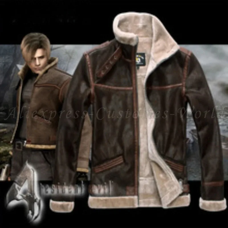 

Game Biohazard Resident Cosplay Leon Scott Kennedy Cosplay Costumes Anime Leon Scott Faux Leather Jacket Role Play Coat For Man