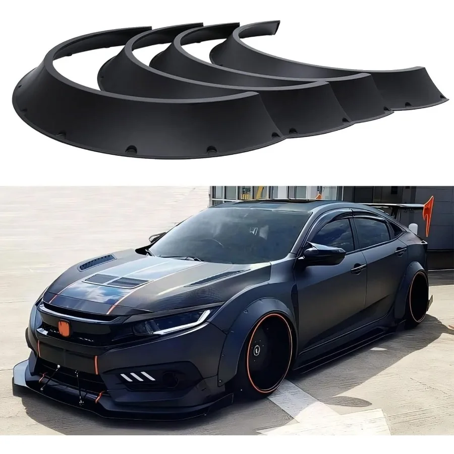 4PCS 4.5 Universal Car Fender Flares Extra Wide Body Kit Wheel Arches Fit For Most Vehicle