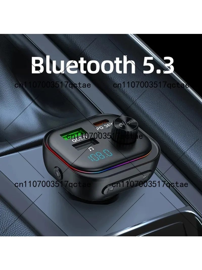 Bluetooth 5.3 Car FM Transmitter PD36W Fast Charge USB Adapter Hands Free Calling