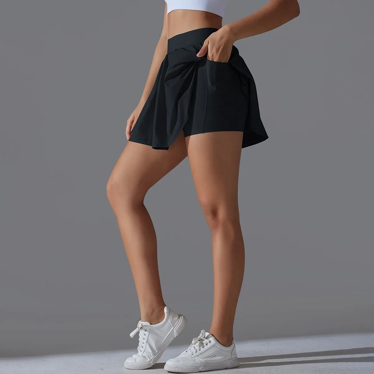 Falda de tenis con bolsillos para mujer, falda de Golf atlética de cintura alta, faldas de entrenamiento para correr, pantalón superelástico 2 en 1