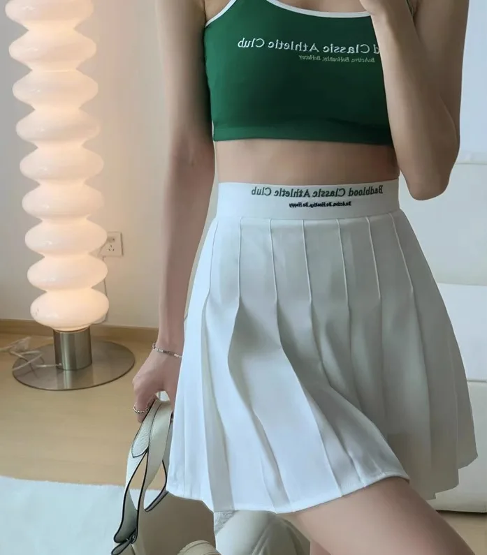 

Плиссированная юбка в американском стиле, повседневная, с вышивкой, в стиле ретро, летняя, с высокой талией, А-силуэт, короткая, для молодых женщин