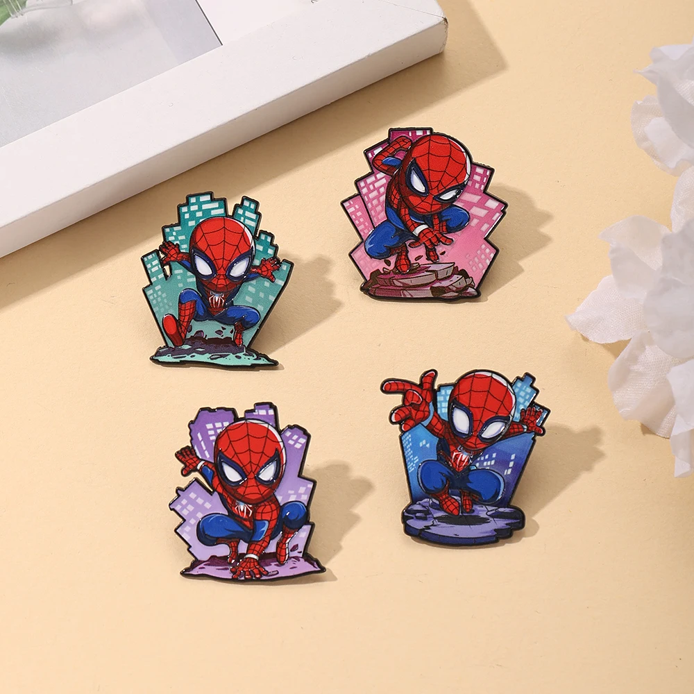 4Pcs Anime Cute Character Brooch Individuality Enamel Pin Backpack Clothing Jewelry Metal Badge Accessories Gift image 4