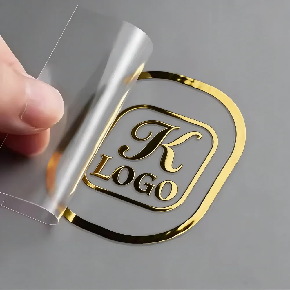 

100PCS Stickers Custom Personalized Stickers Logo Metal Gold Customized Transfer Sticker 3D UV DTF Wedding Labels Waterproof