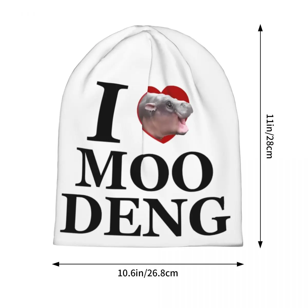 I Heart Moo Deng Skullies Beanies Hat Casual Men Women Street Caps Warm Head Wrap Bonnet Hats