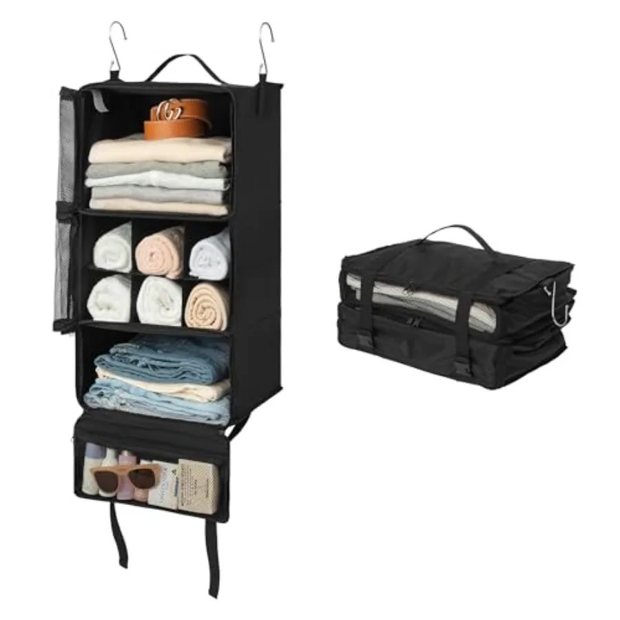

Hanging Packing Cubes for Travel Large Portable Hanging Suitcase Organizer Foldable Compression Luggage Organizer Bags for Clot