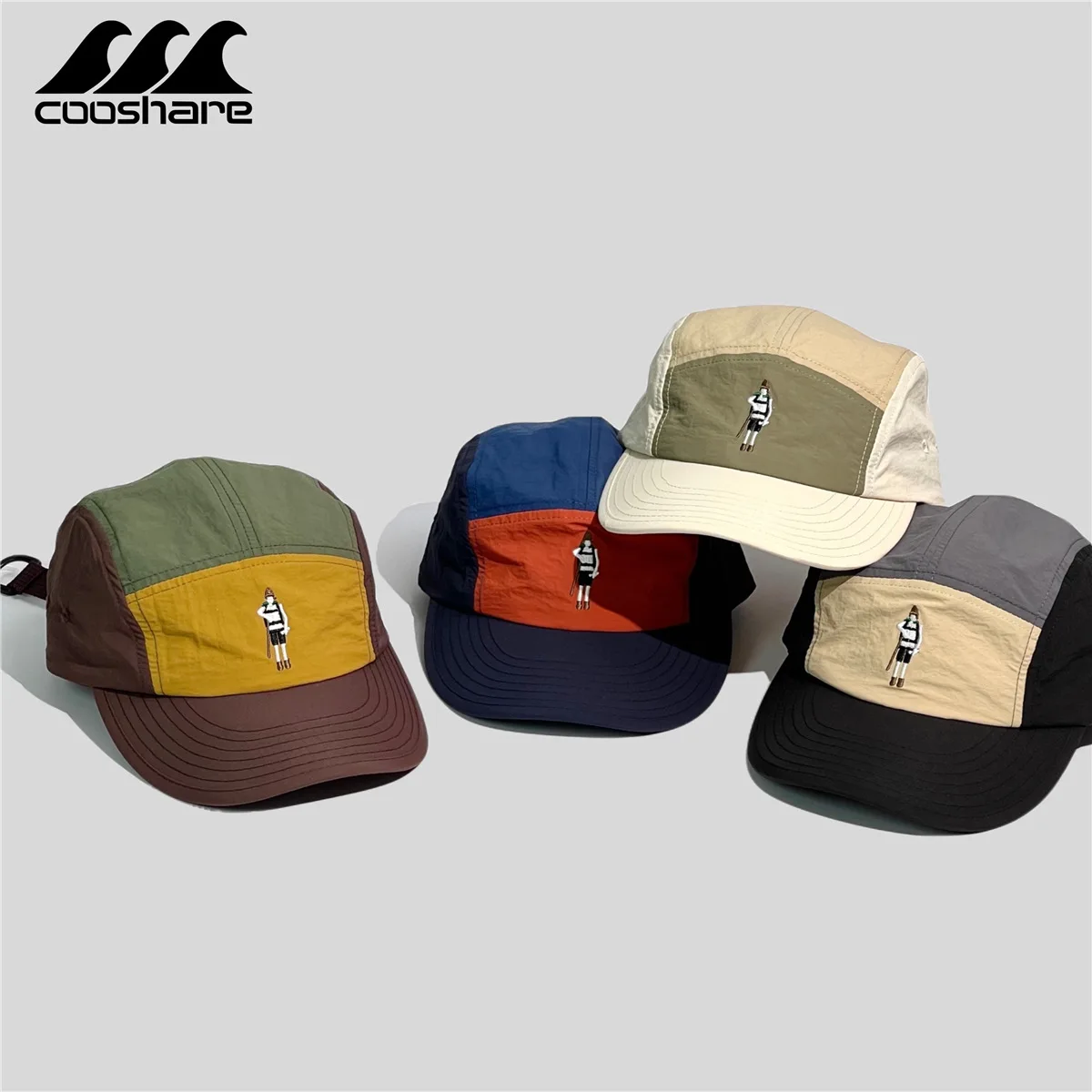 

Japanese Splicing Five-Piece Cap Summer Quick-Drying Breathable Duck Tongue Cap Men'S Colorful Soft Top Baseball Cap Camping Cap