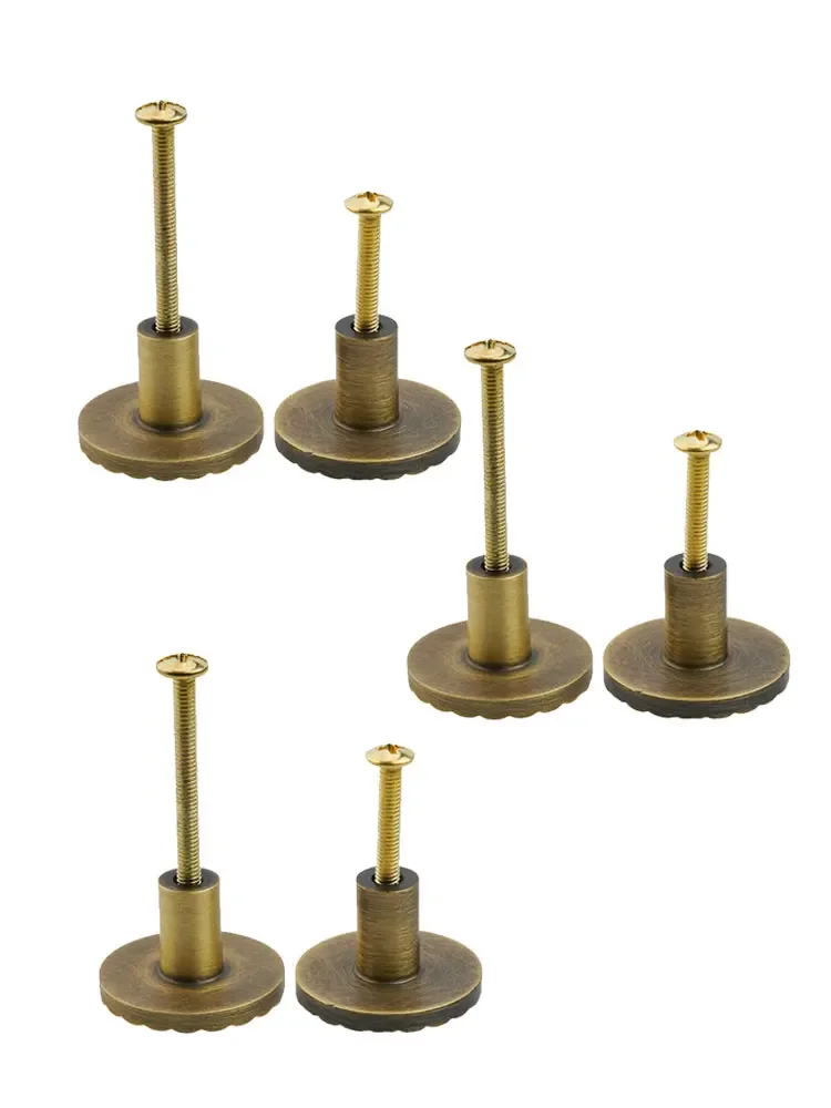 Antique Brass Cabinet Handles with Round Flower Pattern for Cabinets Wardrobes Drawers and Closets Set of 6 Knobs