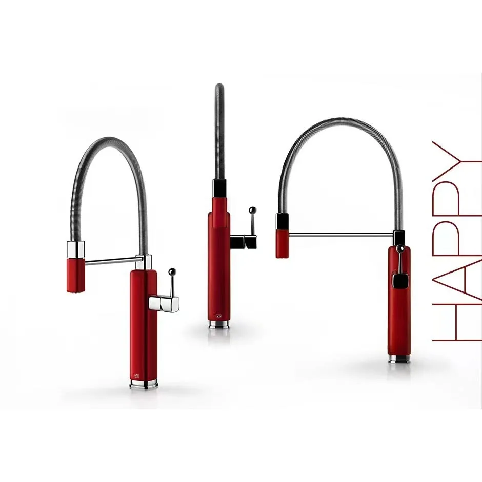 High-End Brass Kitchen Faucet, 360° Swivel Extendable, French Style Sink Mixer Tap, Hot and Cold Water, Cabinet Faucet