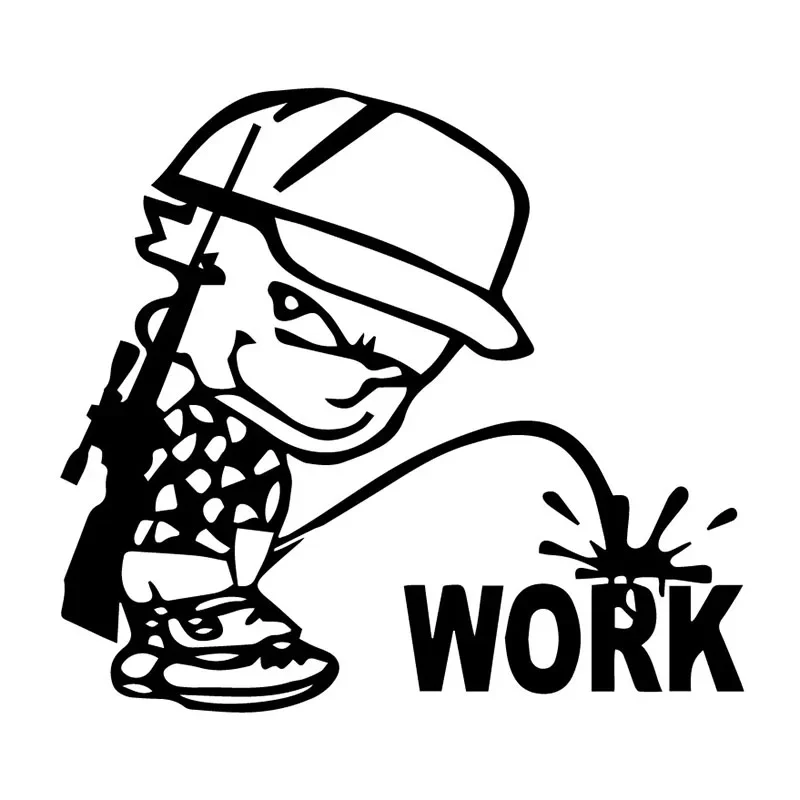 

Car Stickers Work Peeing Boy Funny PVC Car Decoration Accessories Decals Creative Waterproof Sunscreen Black/white,17cm*16cm