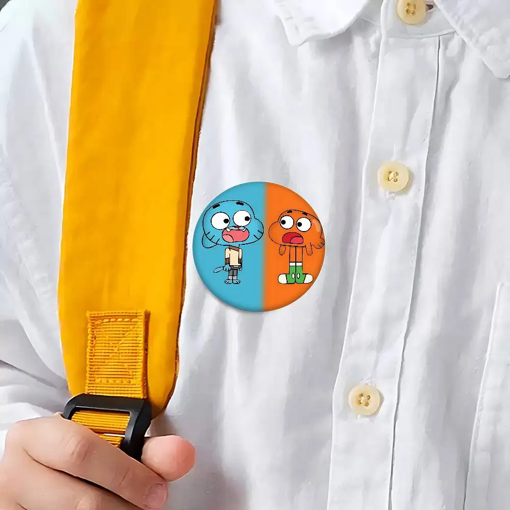 The Amazing World Of Gumball Round Cartoon Brooches Handmade Pins For Backpack Jewelry Accessories Gifts Creative Badge