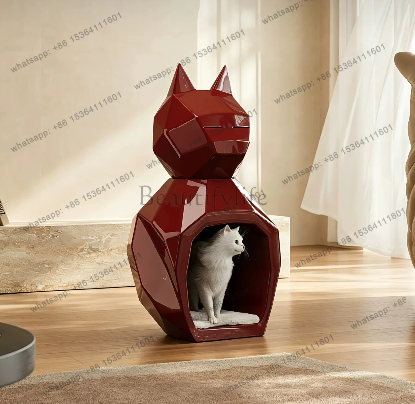 Creative pet side few irregular abstract artistic sense geometric designer cute living room cat house side few