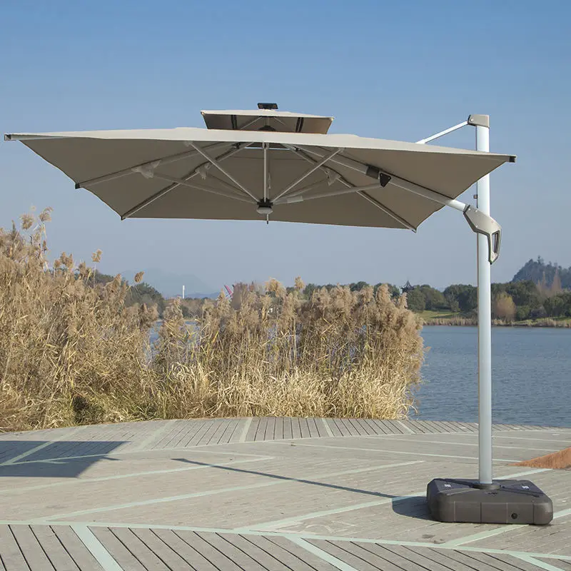 Solar Light Emitting Diode Outdoor Cantilever Garden Umbrella