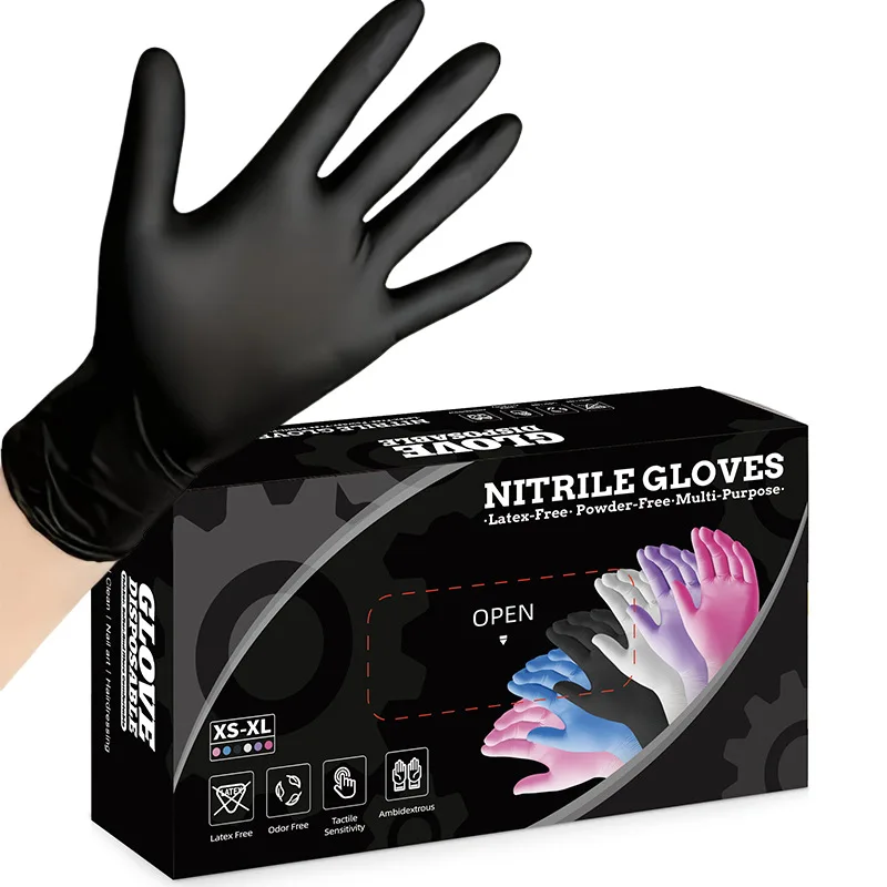 100 Stück Einweg-Nitrilhandschuhe, latexfrei, lebensmittelecht, für Küche, Reinigung, Tattoo, Schönheitssalon, Arbeitshandschuhe, universell einsetzbar