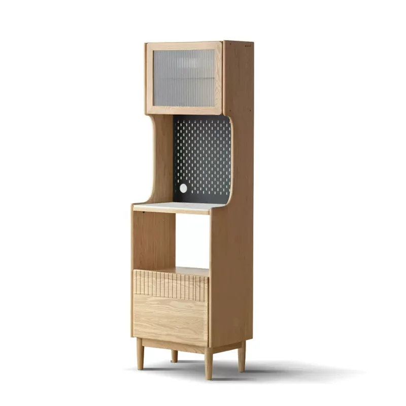 

Solid wood rock slab dining side cabinet, modern simple oak restaurant storage household tea cabinet