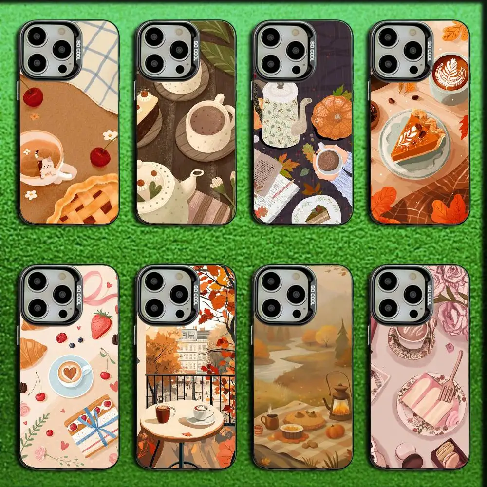 

Afternoon tea time Phone Case For iPhone 16,15,14,13,12,11,Mini,Pro,E,SE4,MAX Candy Matte Shockproof Black Cover
