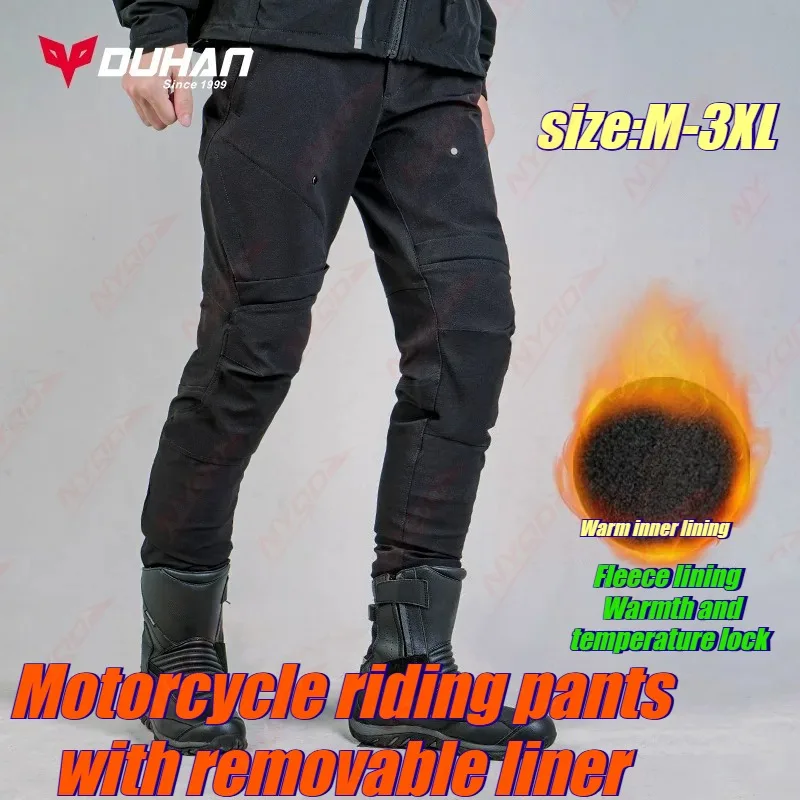 Motorcycle Riding Pants Men Four-season Racing Pants Off-road Locomotive Pants Windproof and Warm Fleece Knight