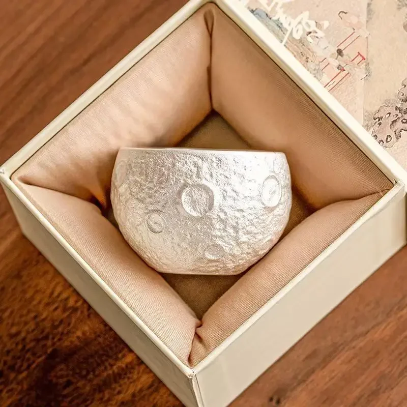 90ML Wandering Planet Tea Cup Chinese Hand Painted 999 Silver Teacup Light Luxury High-end Master Cup Kung Fu Teacup Collection