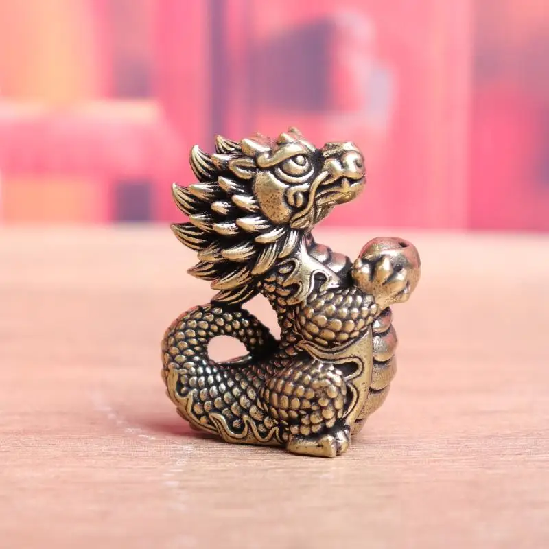 1PC Antique Dragon Statue Ornament Moveable Body Joints Exhibition Hall Decor Zodiac Animal Brass Crafts Collection